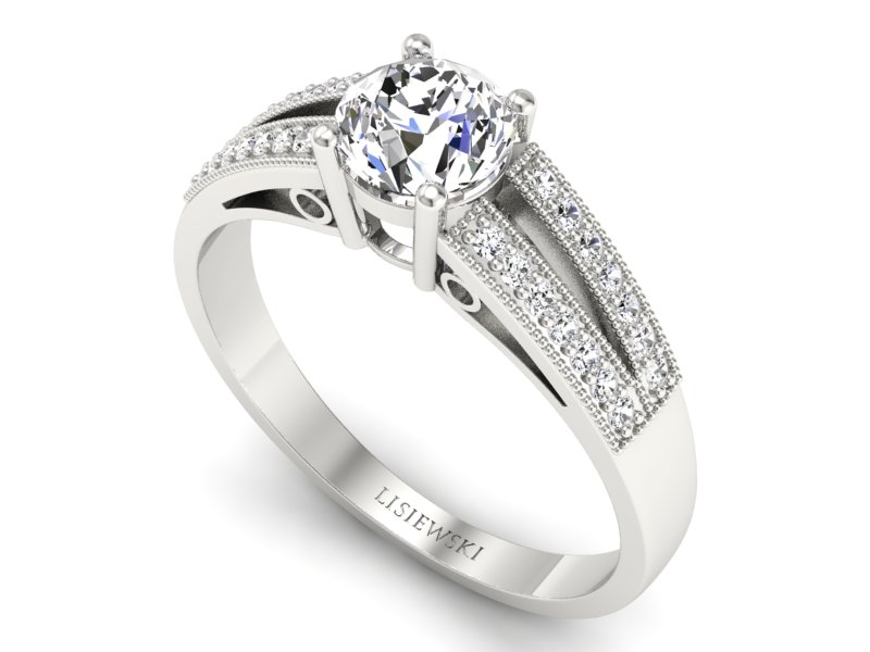 Pierścionek zaręczynowy z brylantami białe złoto - p16026b - 3