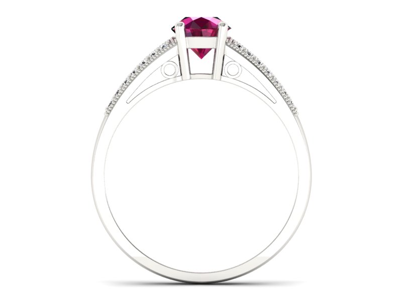 Pierścionek z rubinem i brylantami białe złoto - p16026br - 2