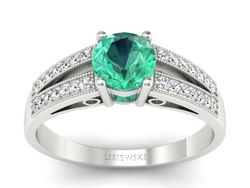 Złoty Pierścionek ze szmaragdem i brylantami - p16026bsm