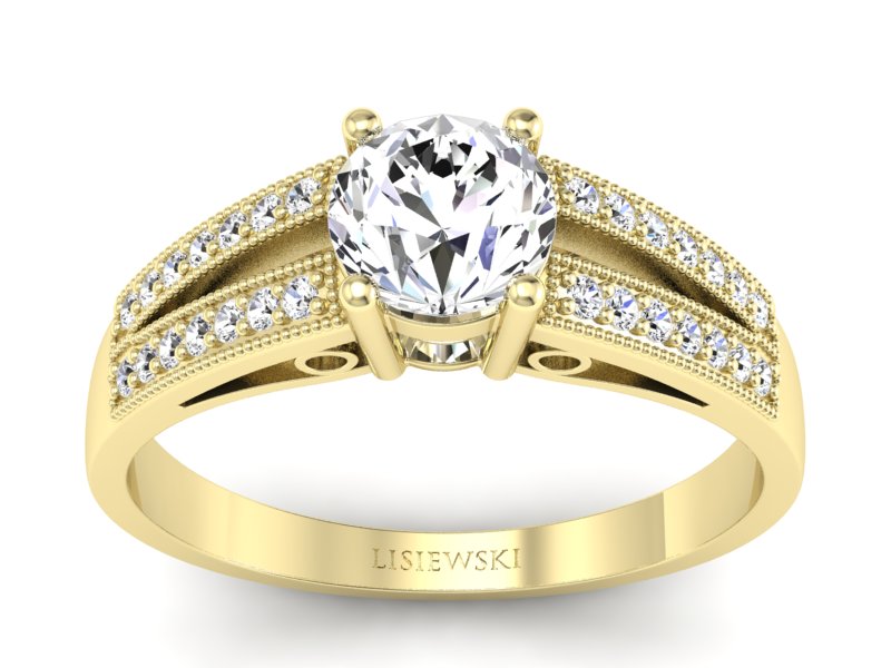 Złoty pierścionek z brylantami żółte złoto - p16026z - 1