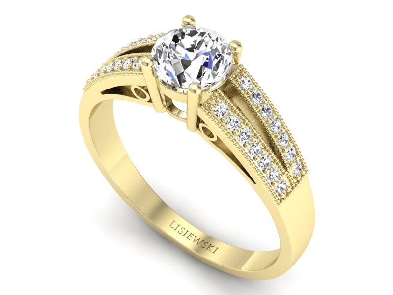 Złoty Pierścionek z brylantami żółte złoto 585 - p16026z