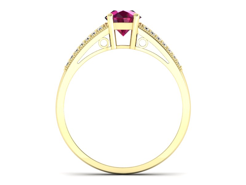 Pierścionek z rubinem z brylantami żółte złoto - p16026zr - 2
