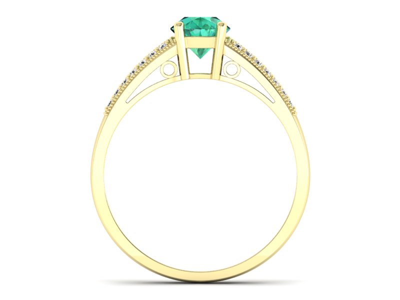 Złoty Pierścionek ze szmaragdem i diamentami - p16026zsm - 2