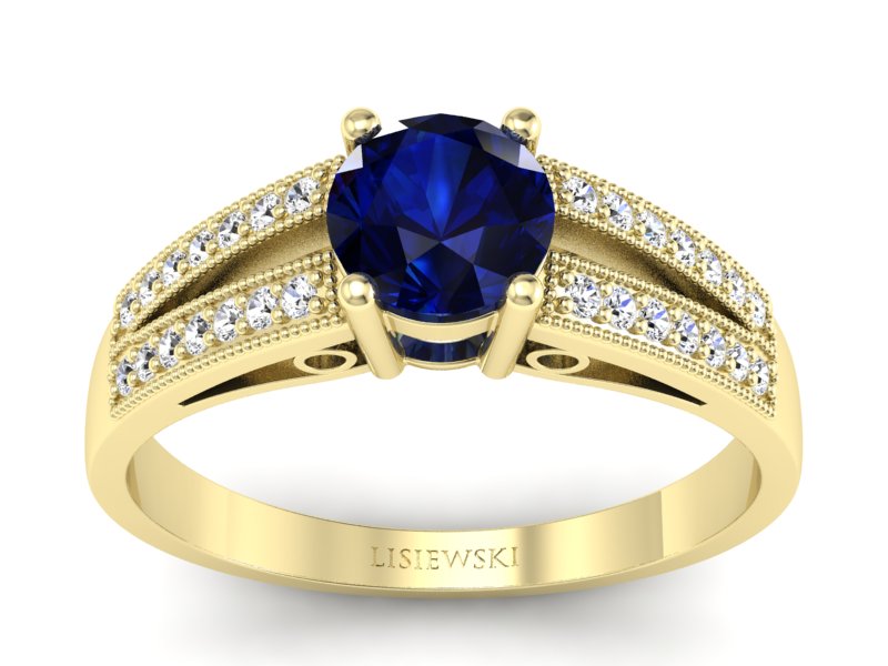 Pierścionek zaręczynowy z szafirem z brylantami - p16026zsz - 1