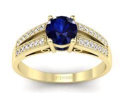 Pierścionek zaręczynowy z szafirem z brylantami - p16026zsz