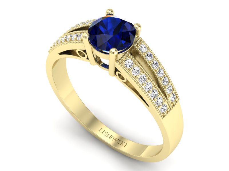 Pierścionek zaręczynowy z szafirem z brylantami - p16026zsz