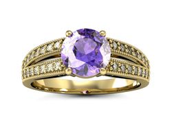 Pierścionek tanzanit diamenty i żółte złoto - p16027zt