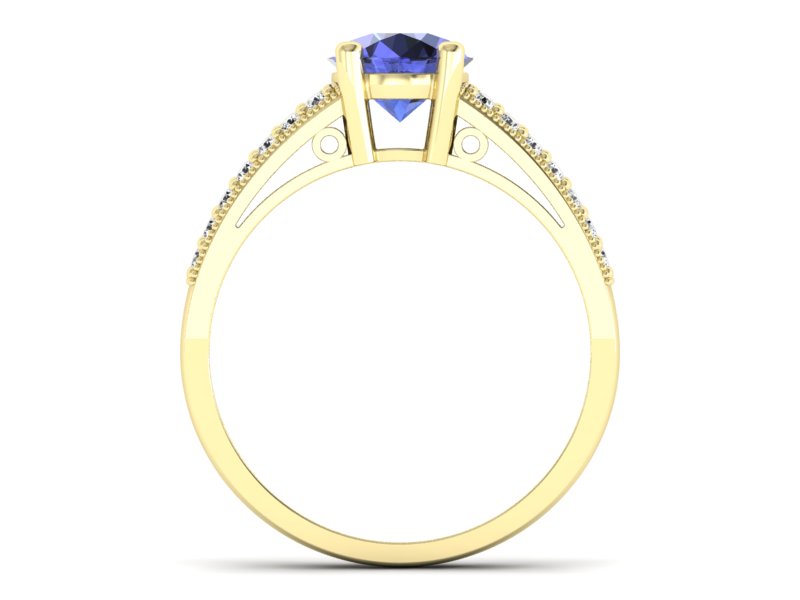 Pierścionek tanzanit diamenty i żółte złoto - p16027zt - 2