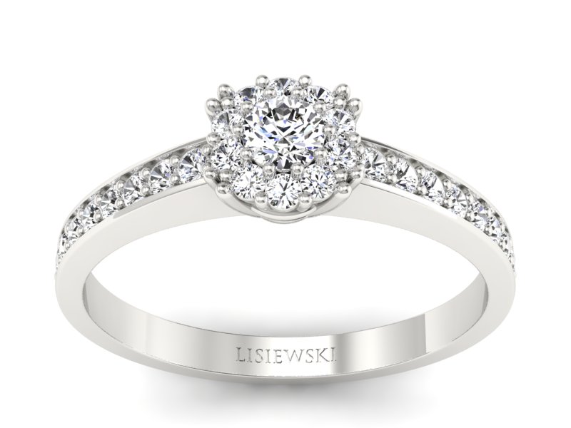 Złoty pierścionek z brylantami białe złoto - p16028b - 1