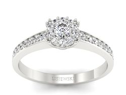 Złoty Pierścionek z brylantami białe złoto 585 - p16028b