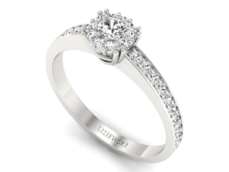 Złoty pierścionek z brylantami białe złoto - p16028b - 3