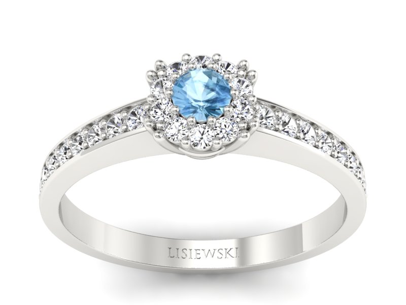 Złoty pierścionek z topazem i brylantami - p16028ba - 1