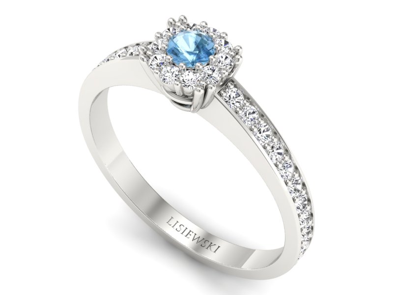 Złoty Pierścionek z topazem i brylantami - p16028ba