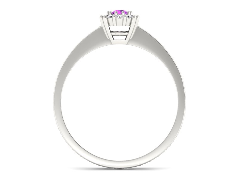 Złoty Pierścionek z ametystem i brylantami - p16028bat - 2