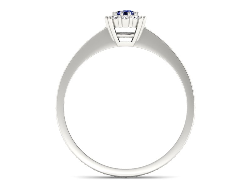 Pierścionek z szafirem i brylantami białe złoto - p16028bsz