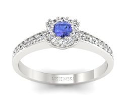 Pierścionek z tanzanitem białe złoto z brylantami - p16028bt