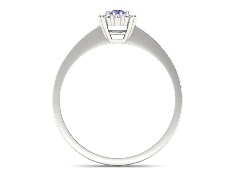 Pierścionek z tanzanitem białe złoto z brylantami - p16028bt - 2