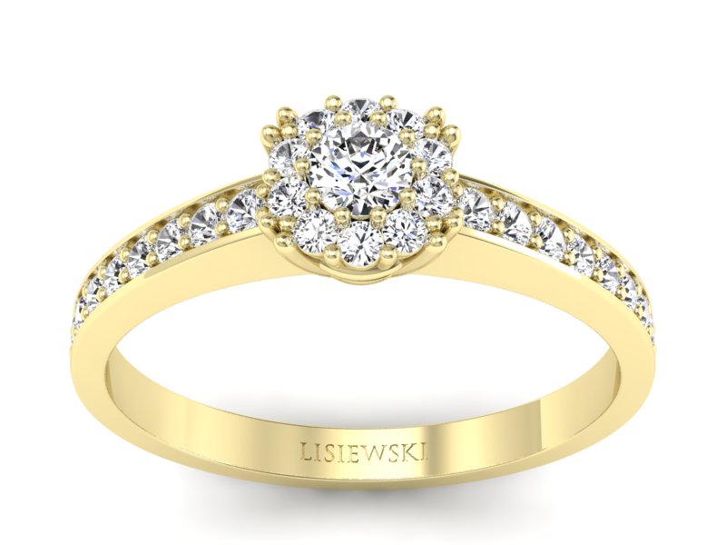 Pierścionek zaręczynowy z brylantami żółte złoto - p16028z - 1