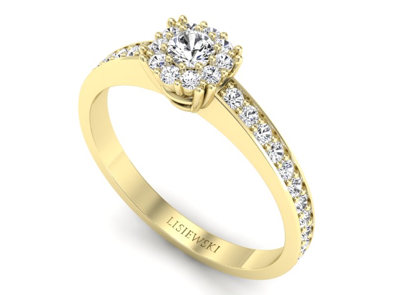 Pierścionek zaręczynowy z brylantami żółte złoto - p16028z