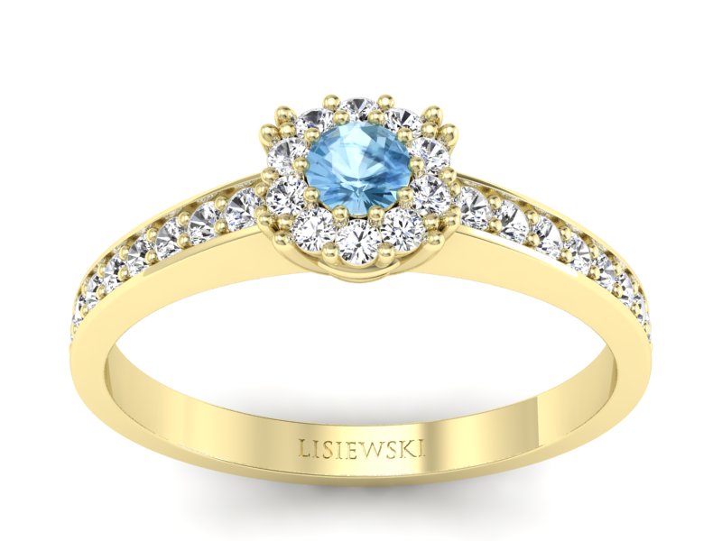 Pierścionek z topazem i brylantami żółte 585 - p16028za - 1