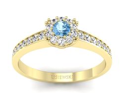 Pierścionek z topazem i brylantami żółte 585 - p16028za