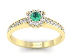 Złoty Pierścionek ze szmaragdem i diamentami - p16028zsm