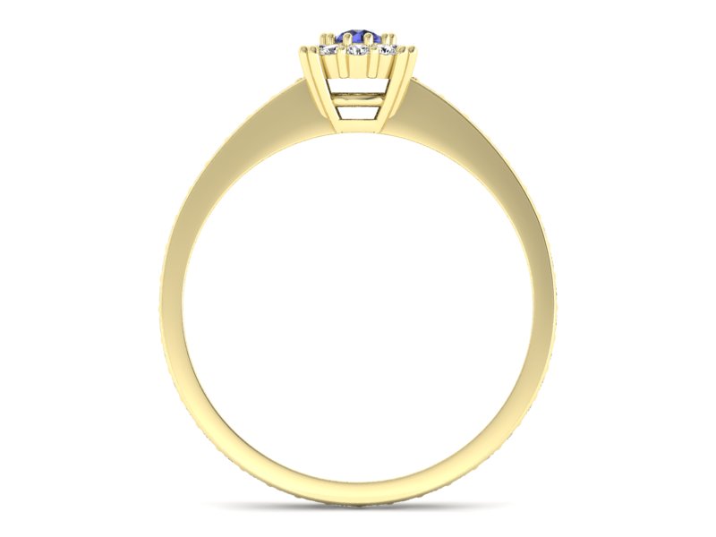 Złoty pierścionek z tanzanitem i brylantami - p16028zt - 2