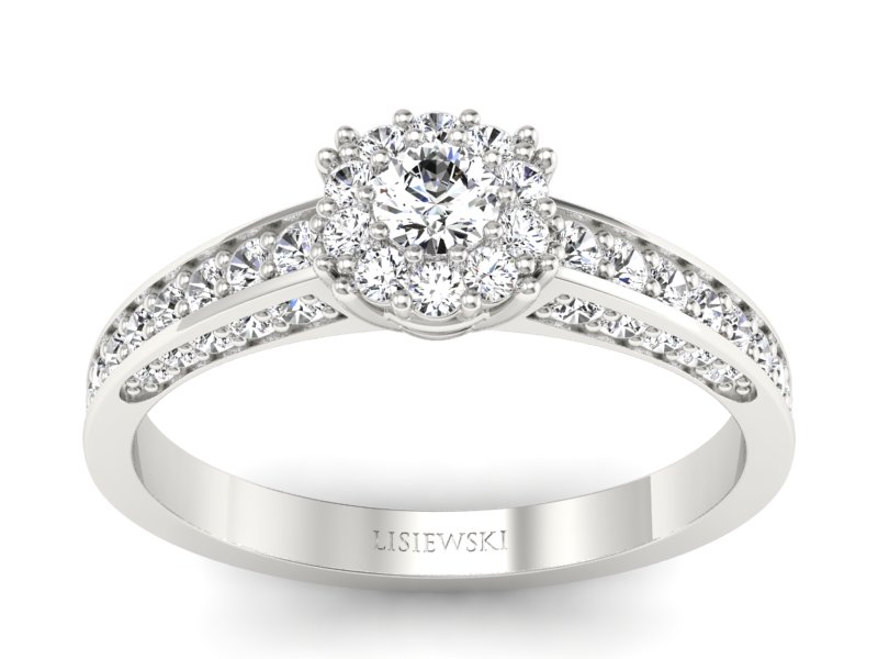 Złoty pierścionek z brylantami białe złoto - p16029b - 1