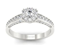 Złoty Pierścionek z brylantami białe złoto 585 - p16029b