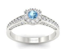 Pierścionek z topazem i brylantami białe złoto - p16029ba