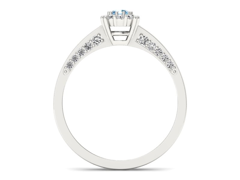 Pierścionek z topazem i brylantami białe złoto - p16029ba - 2