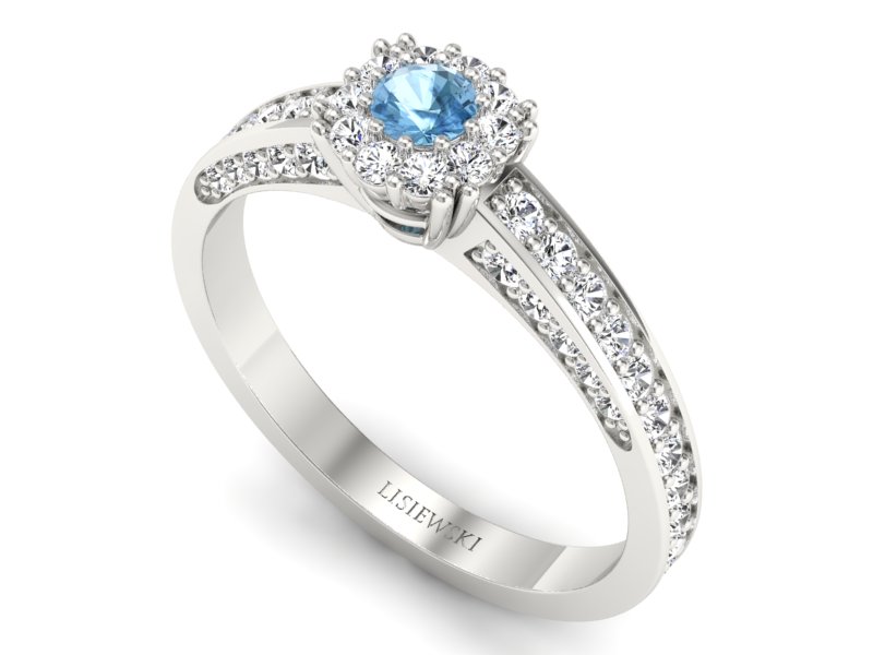 Pierścionek z topazem i brylantami białe złoto - p16029ba - 3