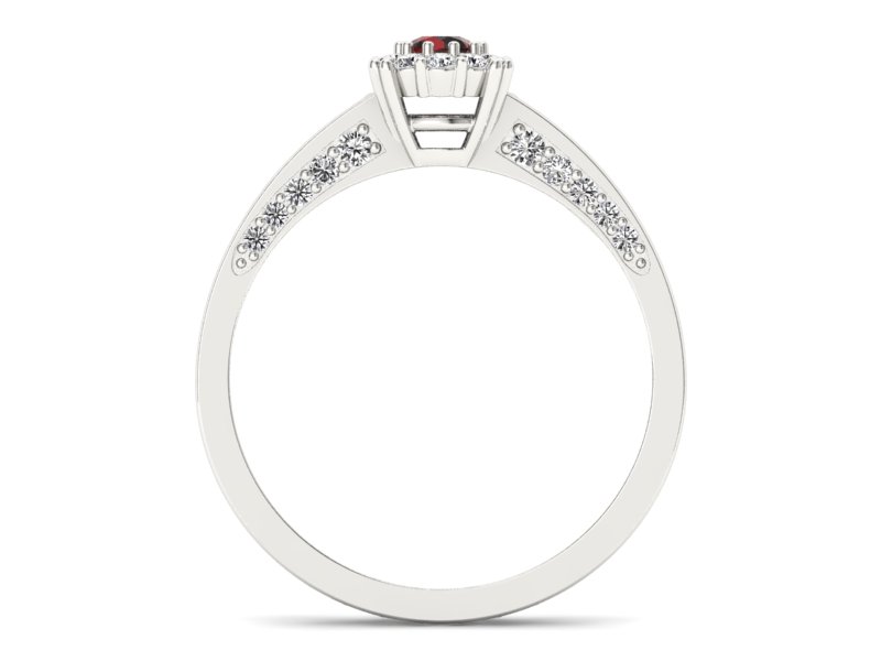 Pierścionek z granatem i brylantami białe złoto - p16029bgr - 2