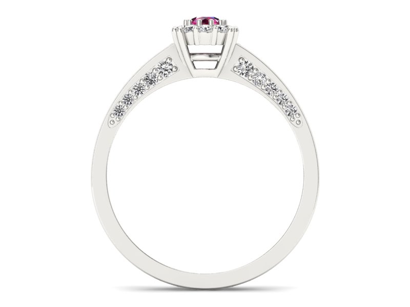 Pierścionek z rubinem i brylantami białe złoto - p16029br - 2