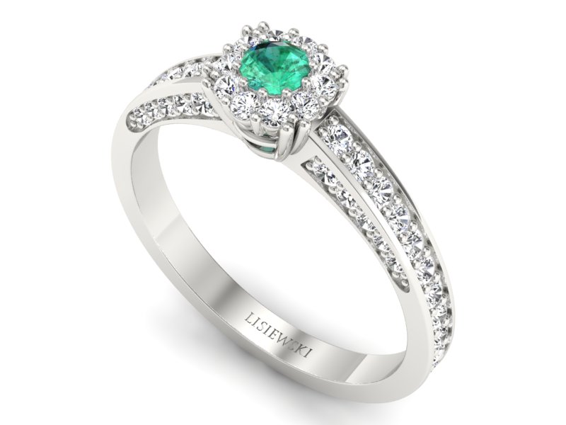 Złoty Pierścionek ze szmaragdem i brylantami - p16029bsm