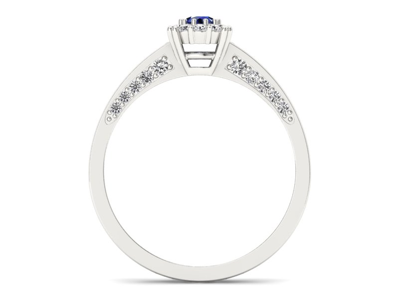 Pierścionek z szafirem i brylantami białe złoto - p16029bsz - 2