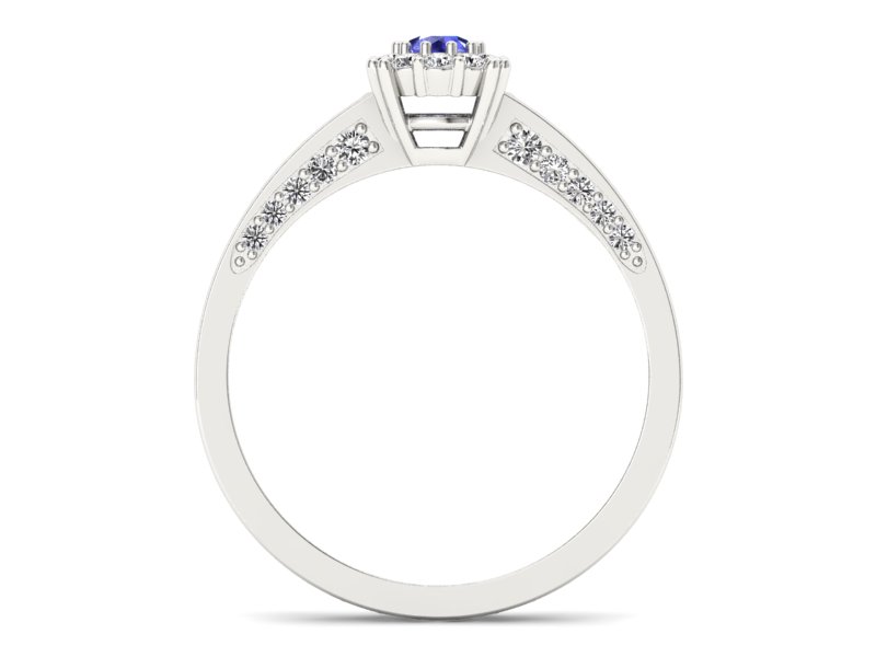 Pierścionek z szafirem i brylantami białe złoto - p16029bszc - 2