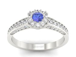 Pierścionek z tanzanitem białe złoto z brylantami - p16029bt