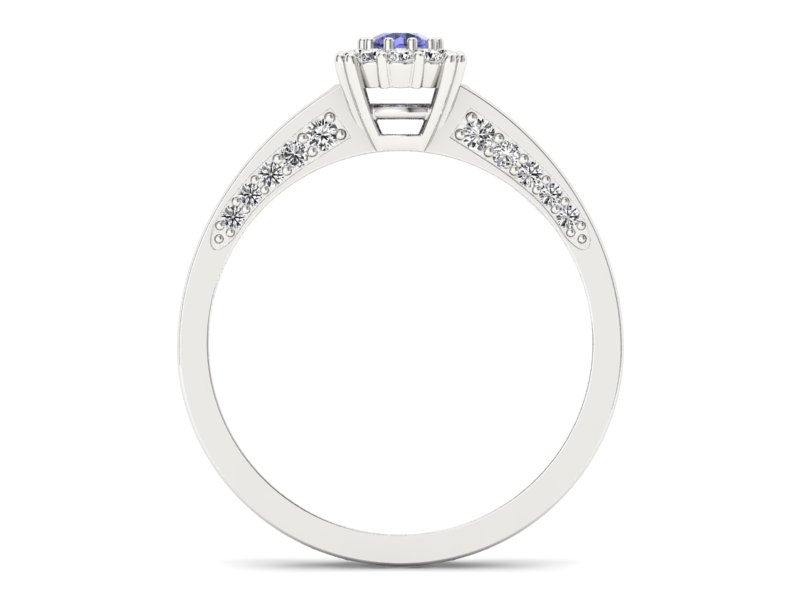 Pierścionek z tanzanitem białe złoto z brylantami - p16029bt - 2