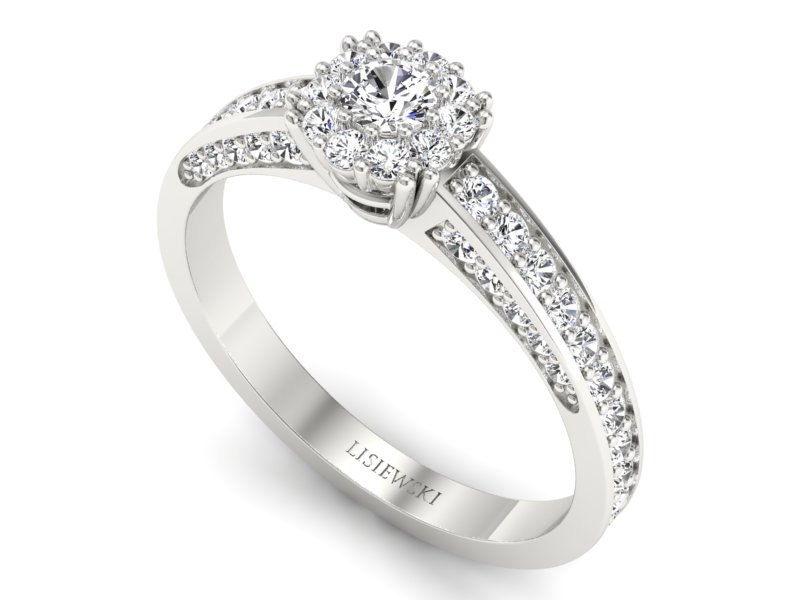 Złoty Pierścionek z brylantami białe złoto 585 - p16029bV - 3