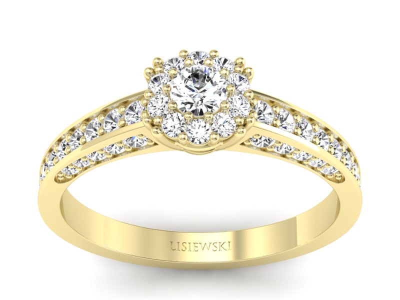 Złoty pierścionek z brylantami żółte złoto - p16029z - 1