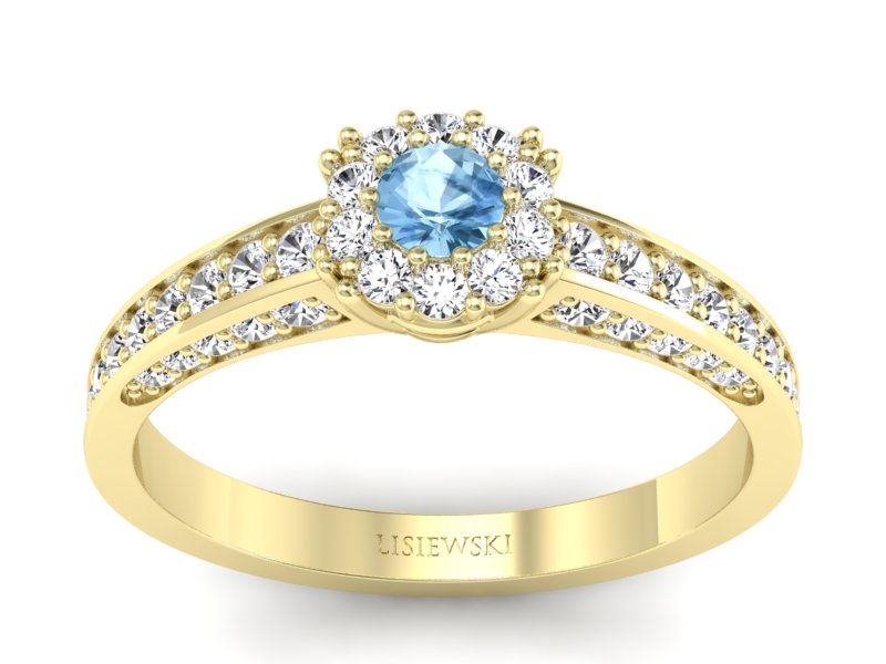 Pierścionek z topazem i brylantami żółte złoto - p16029za - 1