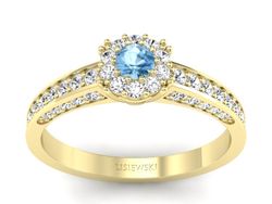 Pierścionek z topazem i brylantami żółte złoto - p16029za