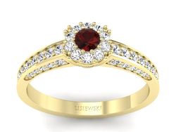 Złoty Pierścionek z granatem żółte złoto 585 - p16029zgr