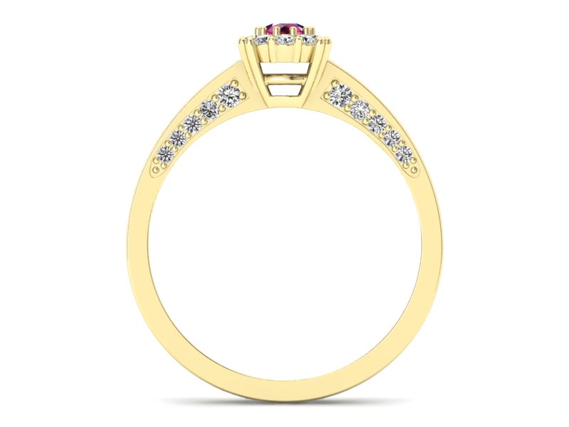 Pierścionek z rubinem i brylantami żółte złoto - p16029zr - 2