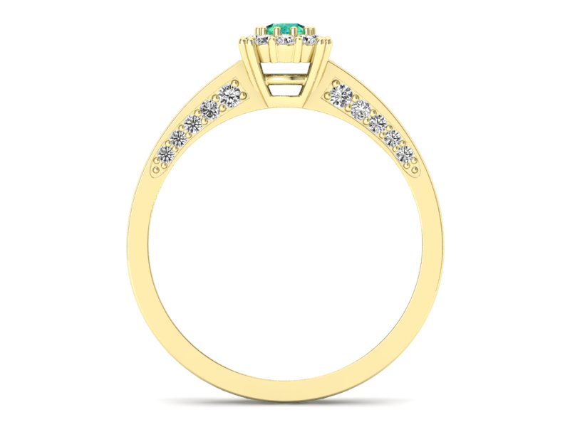 Złoty pierścionek ze szmaragdem i diamentami - p16029zsm - 2