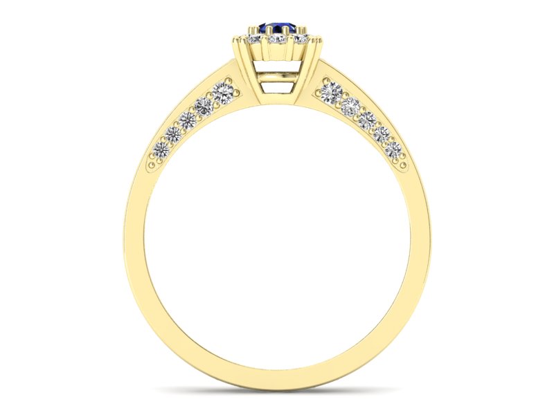 Złoty pierścionek z szafirem i diamentami - p16029zsz - 2