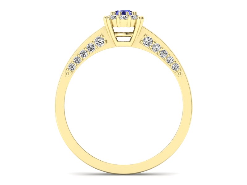 Złoty pierścionek z szafirem i diamentami - p16029zszc