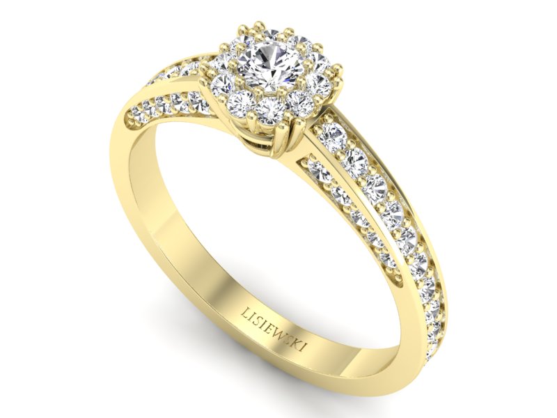 Złoty Pierścionek z brylantami żółte złoto - p16029zV