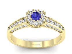 Złoty pierścionek z szafirem i diamentami - p16031zszc